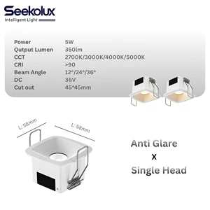 Indoor Linear Recessed Downlight Anti-Glare Grill Trimless Square 5W 10W 20W 3000K-5000K Bridgelux LED Dimming Hall Office Hotel