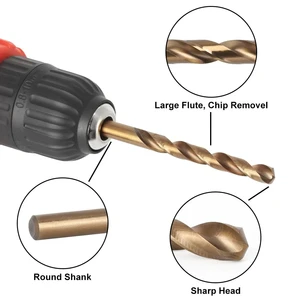 6542 Full Ground Straight Shank Fried Dough Twists Drill Set 0.5-15mm Hole Diameter Center Drills for Wood & Stainless Steel