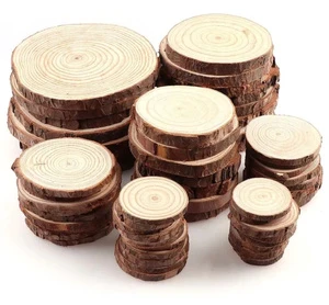 Wholesale Wood Logs Slices Natural Pine Round Wood Slices with Bark for Crafts and Ornaments