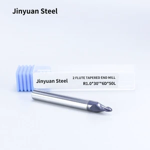 2 Flute Coated Tapered Ball Nose End Mill Tungsten Carbide Milling Cutter CNC R1.0*30°*D6mm, Small-Batch Custom OEM/ODM