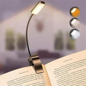 Eye Caring 3 Color Temperatures 9 LED Rechargeable Book Light for Reading in Bed Stepless Dimming Brightness