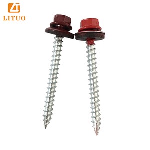 Tornillos De Cabeza Hexagonal Coloreados Tipo 17 Con Punta De Corte Y Arandela De EPDM Para Madera.