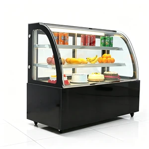 Commercial Refrigerated Showcase Marble Stainless Steel LED Lighting Air Cooling Cake Cabinet 1.8m Large Capacity Display