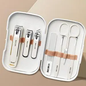 New Arrival 7 PCS White Portable Luxury Manicure Pedicure Set Stainless Steel Cuticle Nail Clipper For Foot Care Gift Set Care