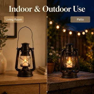 Flameless Flickering Camping Lanterns for Christmas Outdoor & Home Decor Eco-Friendly Durable Bronze Candle Lantern