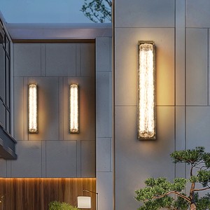 Decorative Crystal Wall Sconce IP65 Stainless Steel LED Outdoor Wall Lamp for Hallway Bedroom Luxury Long