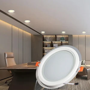 6w 9w 12w 18w 24w LED Glass Downlight Embedded Round square 3 Colors Dimming Panel Light Indoor Office Living Room Ceiling Lamp