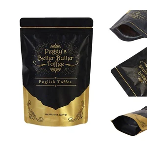 Custom Print Matte Black Gold Stamp Fundas Mexico Sachets Packaging Bolsa Doypack Stand up Bag With Zipper