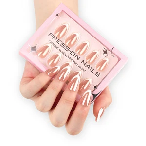 New Arrival 30-Piece Set Minimalist High-End Short Almond Shape Acrylic Press Nails French Artificial Fingernails False Nails
