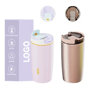 Eco Friendly BPA Free 14oz 18oz Coffee Tumbler Double Wall Vacuum Coffee Mug With Leakproof Sipper Spout Non Slip Base