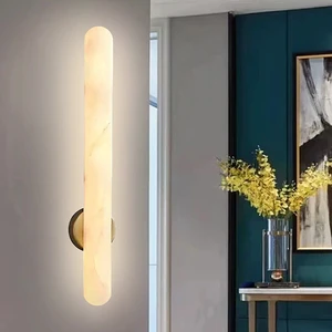 Decorative Alabaster Stone Sconce Light Corridor Bedroom Bedside Marble Wall Lamp Brass Sconce Alabaster Wall Lamp Light