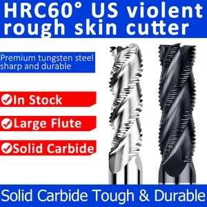 HRC60 Tiain Coated Solid Carbide Roughing End Mill 4 Flutes CNC Compatible Heavy Duty Steel Machining