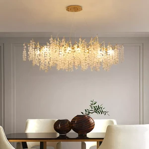 Modern Luxury Lamp Living Room Hall Money Tree Branch Golden Oval Crystal Chandelier