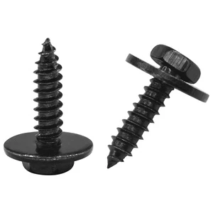 40pcs Hex Self-Tapping Black Screws with Washers for Automotive Panels