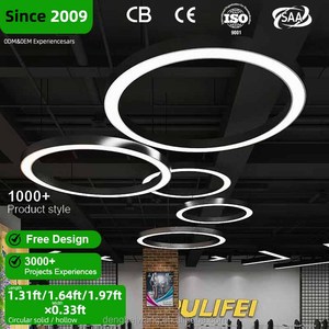 Commercial Circular Hanging Light Modern Linear Led Adjustable Height High Brightness Eye Caring Pendant Lights Chandelier for