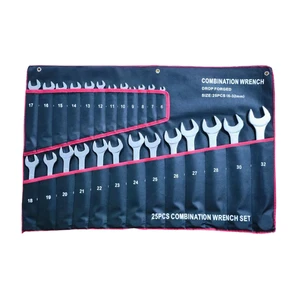 25pcs Carbon Steel Dual-Purpose Wrench Set 6-32mm Metric Industrial Grade Automotive Tool Set for General Repair Durable