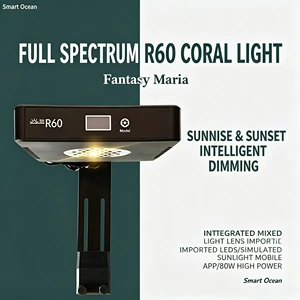 Smart Ocean R60 II 96W Full Spectrum Marine Aquarium Light WiFi/BT 8-Channels Dimmable Coral Reef Light for 40-80cm SPS LPS Tank