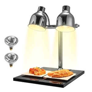 Food Insulation Lamp Buffet Table Food Counter Hammered Decorative Copper Brass Infrared Barbecue Food Warming Lamp