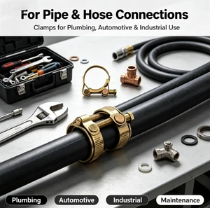 Industrial Heavy Duty Hose Clamp Double Bolt Yellow Zinc Plated Pipe Clamp for Gas Water Pipeline Connection