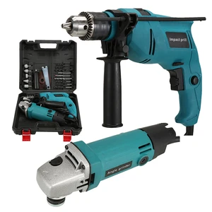 2pcs Multifunctional Power Impact Drill Electric Angle Grinder Ceramic Tile Cutting Metal Polishing Machine OEM Hard Case