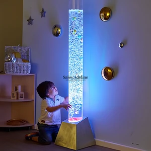 Autism Sensory Room Interactive LED Water Bubble Tube RGB Color Glowing Light 180cm Acrylic Water Bubble Column Fish Lamp