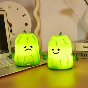 Cute Cartoon Silicone1200mAh Rechargeable Night Lamp Bitter Melon LED Tap Light Warm White Vegetable Light Bedside for Kids