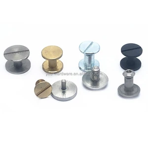 Custom Logo 8-32 Brass 5mm S-s304 316 Black Oxide Rivets With Emboss Logo Female To Male Chicago Screw For Leather