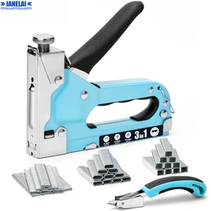 Heavy Duty Hand Operated Carbon Steel Staple Gun 3-In-1 Upholstery Kit Includes 3000 Staples Staple Remover Brad Nailer Home Use