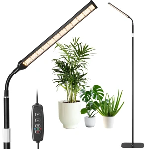 Angle Ring LED Plant Grow Light with Silver Plated Iron Base 10 Dimmable,3/9/12H Timer Natural Light Halo Strip Grow Lights Ang