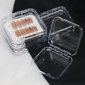 Wholesale Thickened Hard Clear Press on Nail Box Anti-slip Film Coated High Transparent Flip Acrylic Storage False Nail