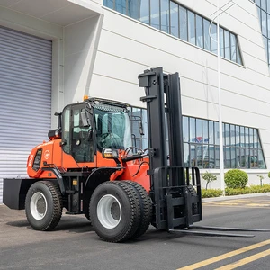 Cheap Off Road Hydraulic Diesel Forklift Balanced 5 6 7 Ton All Rough Terrain 4WD Solid Tire Forklift For Sale