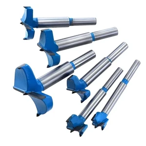 JIEDA TOOL 35mm High Carbon Steel Blue Round-handled Double-edged Woodworking Forstner Drill Bit 1 Year Warranty for Drilling