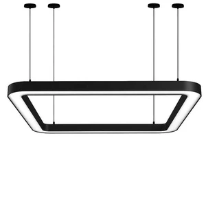 Modern Luxury LED Chandelier Pendant Light Curved Corner Rectangle Ceiling Hanging for Office Hotel Bar Shop Home Decor