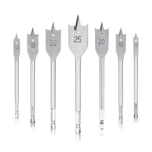 DINGQI Blister Package Universal Hex Shank Plating Sharp Tip Wood Flat Spade Drill Bits for Woodworking