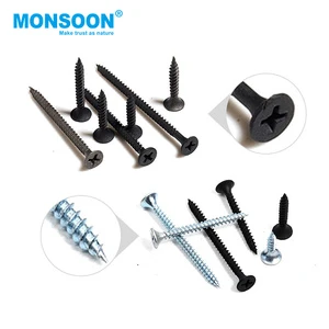 Monsoon High-strength Cross Flat Head Screw Bugle Black Coarse Thread Gypsum Drywall Screw For Metal