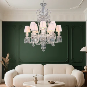 French Modern Luxury Crystal Chandelier Elegant Pendant Lighting For Living Dining Bedroom Hotel / Villa Remote Glass