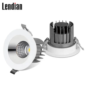 Round Aluminum 9W 12W Recessed Cob Led Downlight 40W 50W 200mm Hole Light Embedded Hotel COB Down Lamp Residential Downlights