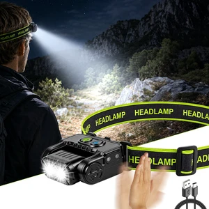 90° Rotated Rechargeable Sensor Headlamp LED With Motion Sensor Type-C Charging Detachable Clip Headlamp For Camping Hiking