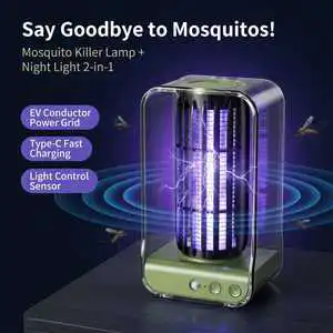 Mosquito Repeller Rechargeable Electric Mosquito Killer Lamp Light Sensor Light UV Light Wave Trap Shock Insect Zapper