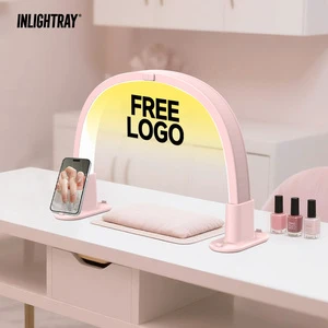 Free One-Piece Customization OEM Half Moon LED Nail Lamp Table Light Professional Manicure Table Flashing Moon Lighting Portable