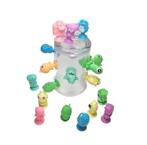 QC Brand 2025 New Cartoon Miniature Plastic Capsule Animal Figurine Suction Cup Stress Relief Toy for Vending Machine