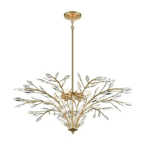French Foyer Luxury 5-light Gold Crystal LED Chandelier Modern Nordic Bedroom Aisle Hallway Branches Tree Pendant Lights