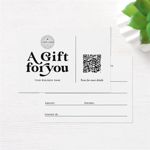 Black and White Color Scheme with Your Own logo Two-dimensional Code Printing,art Font Design Store Gift Card