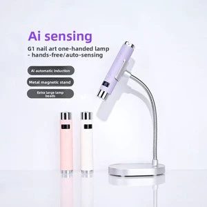 2-in-1 Desktop Handheld Rechargeable 9W Chrome Power Cord Fast-Curing UV Nail Lamp Multi-Color LED Light Portable Pink Metal