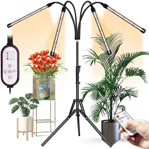 Joystar LED 4-Head Floor Grow Lights For Indoor Plants Bloom Support 3 Modes Remote Control 4/8/12H Timer Tripod Stand Wholesale