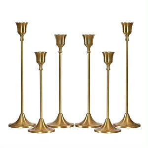 Contemporary Golden Aluminium Candleholder Taper Steel Metal Stand for Christmas Living Room Decoration