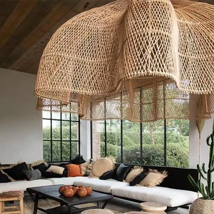 Japanese Southeast Asian Handmade Rattan Chandelier Light for Hotel Restaurant Living Room Tea Room for Interior Design