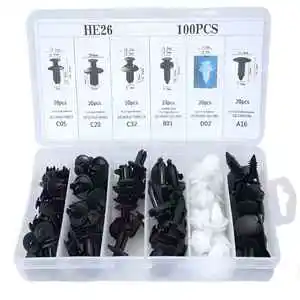 100pcs Bumper Clips Car Clips Plastic Rivets Fasteners Push Retainer Kit