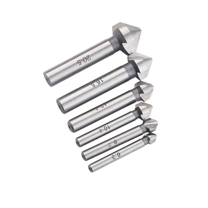 6pcs 3 Flute 90 Degree HSS Chamfer Chamfering Cutter End Mill Tool Countersink Drill Bit Set