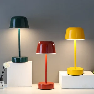Modern Portable Cordless LED Table Lamp USB-C Rechargeable Battery Iron Dimmable Touch Sensor Aluminum Metal Shade Reading Room